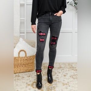 Judy Blue charcoal stretch skinny with peek a boo patches